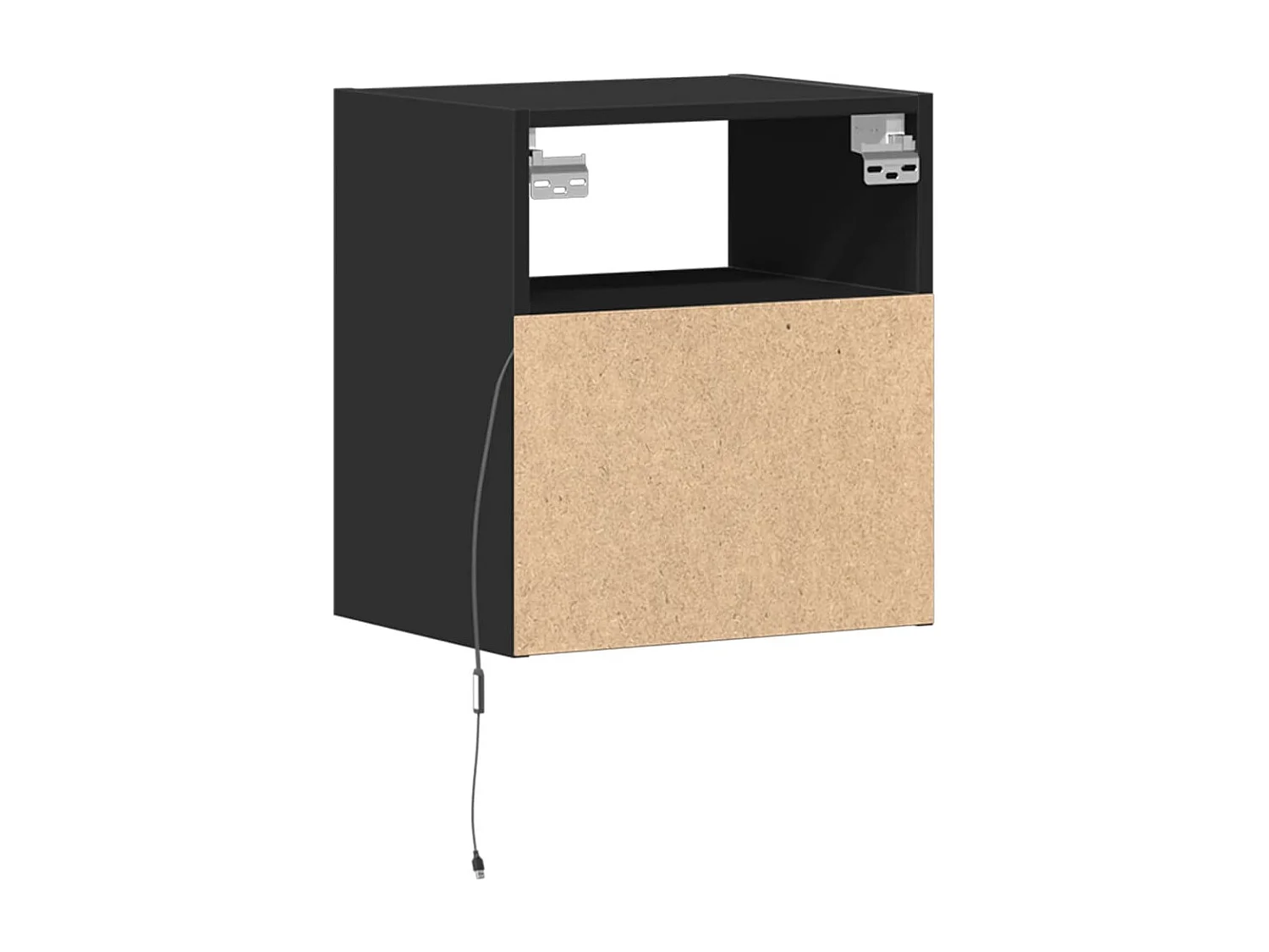 Wand-Nachttische mit LED-Leuchten 2 Stk. Schwarz