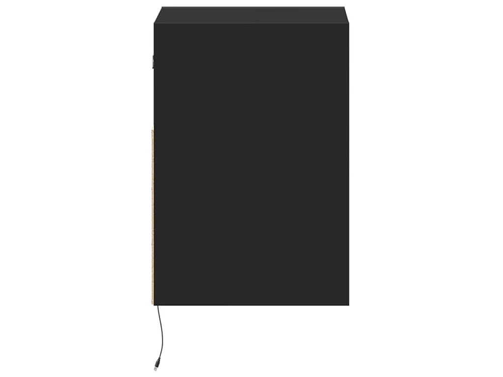 Tables de chevet murales avec lumières LED 2 pcs noir