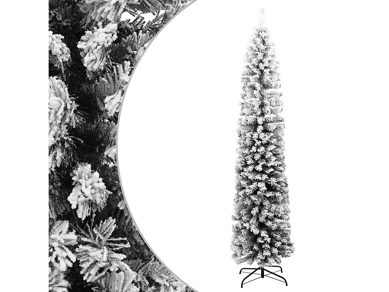 Künstlicher Weihnachtsbaum Schlank mit Schnee Grün 240 cm PVC