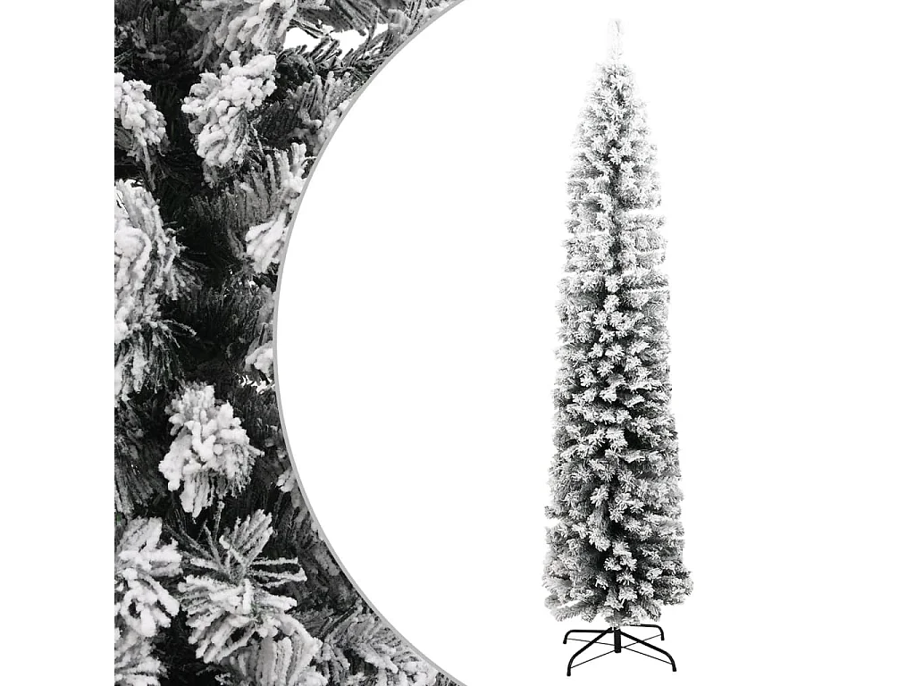 Künstlicher Weihnachtsbaum Schlank mit Schnee Grün 240 cm PVC