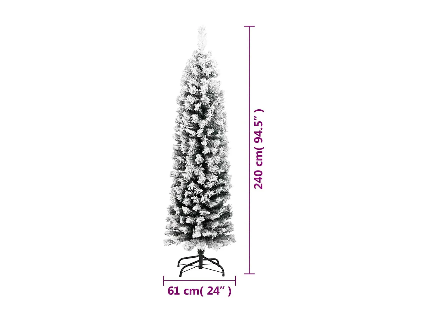 Künstlicher Weihnachtsbaum Schlank mit Schnee Grün 240 cm PVC