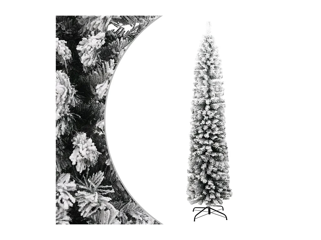 Kunstkerstboom met sneeuw smal 240 cm PVC groen