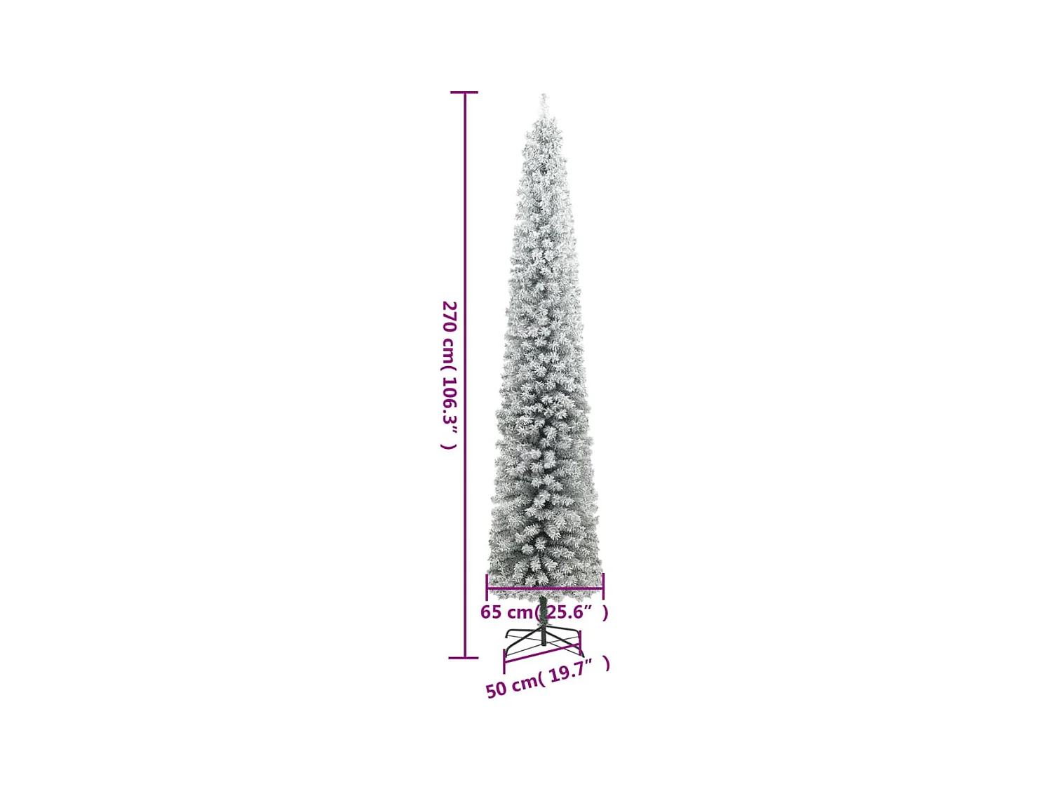 Weihnachtsbaum Schlank mit Ständer Beschneit 270 cm PVC