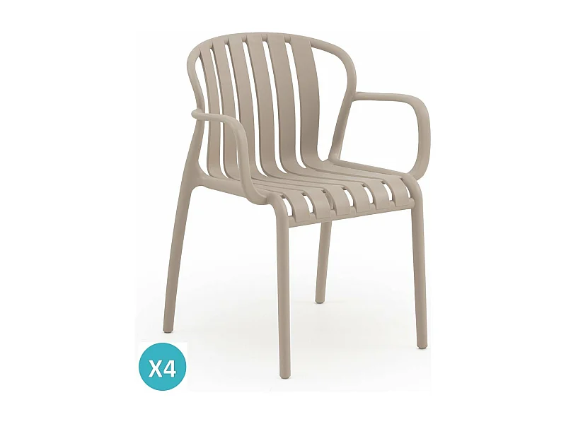 Pack de 4 sillones polipropileno color camel