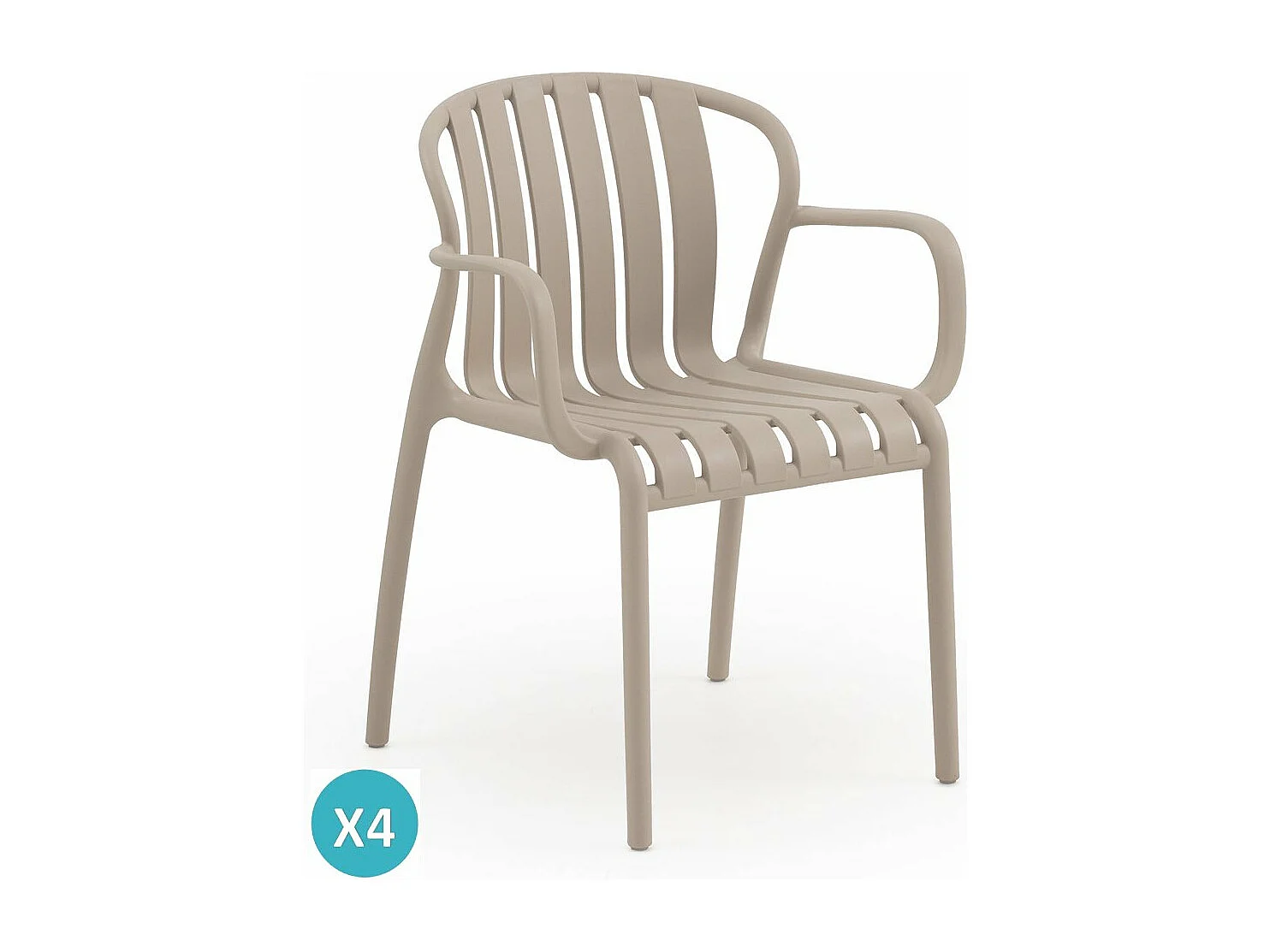 4er-Pack Sesseln aus Polypropylen kamelfarben