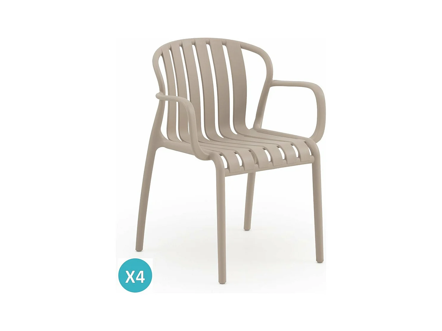 Lot de 4 fauteuils en polypropylène couleur camel