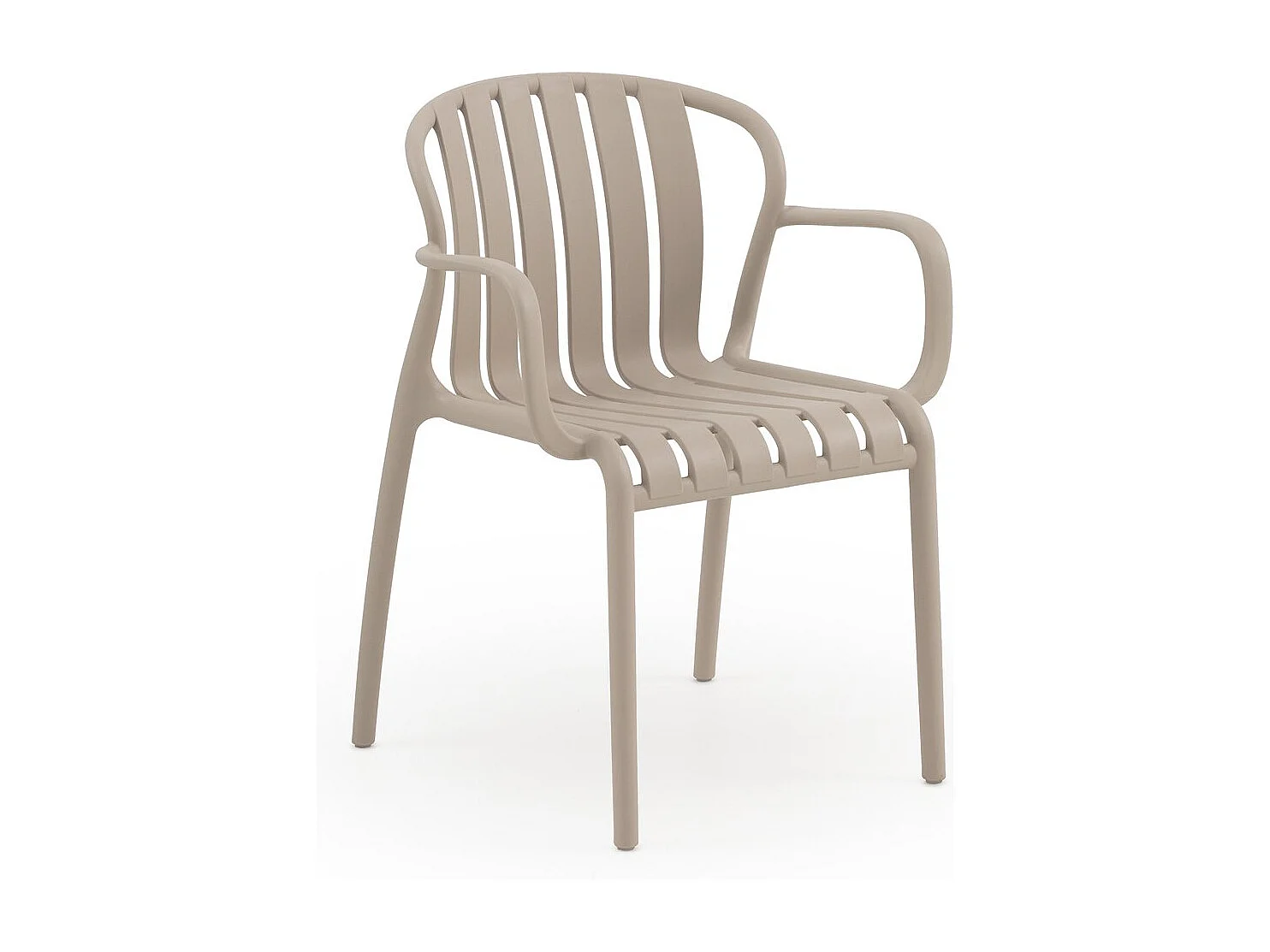 Set van 4 fauteuils van polypropyleen in camelkleur