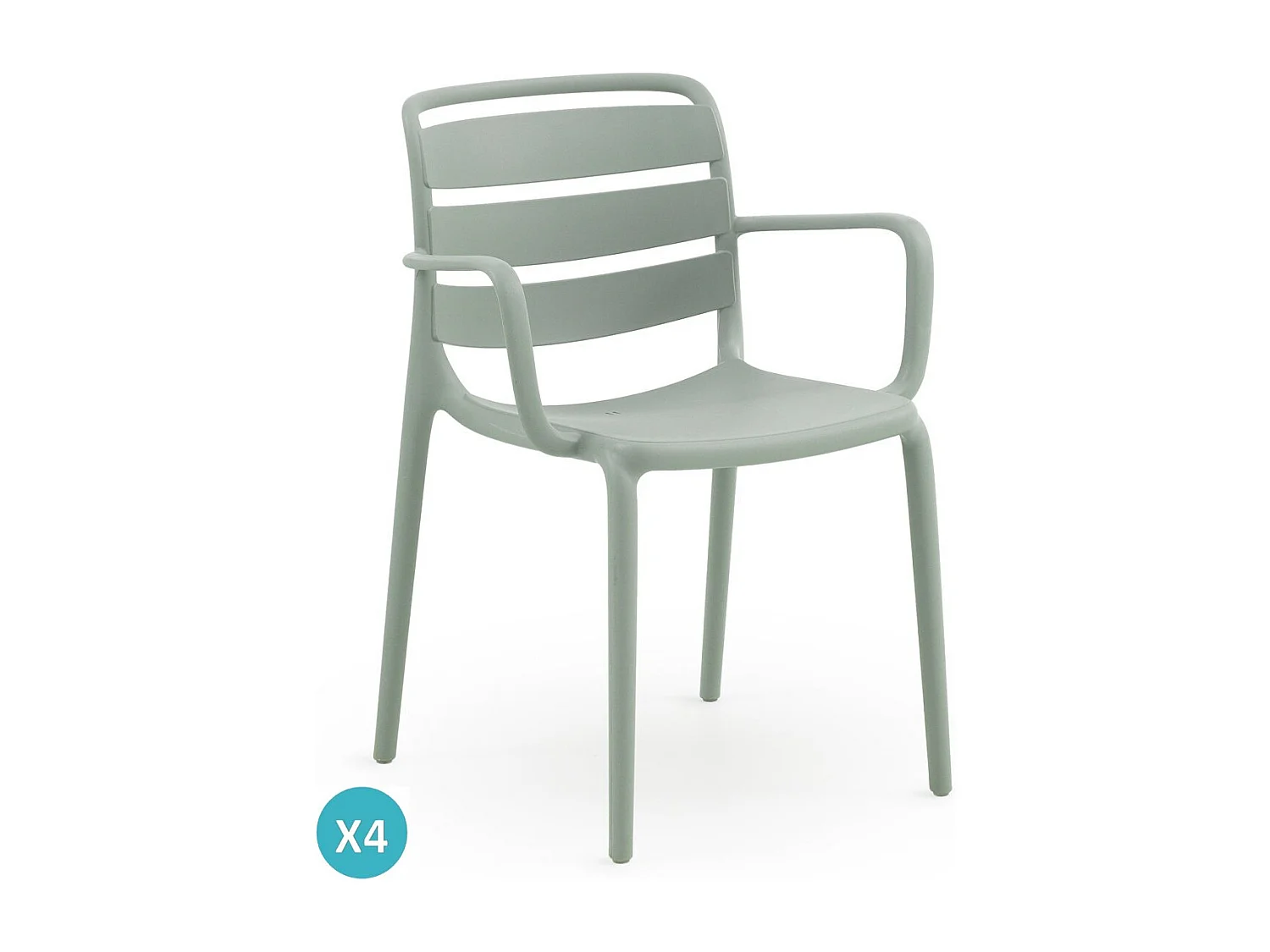 Lot de 4 fauteuils en polypropylène couleur pistache