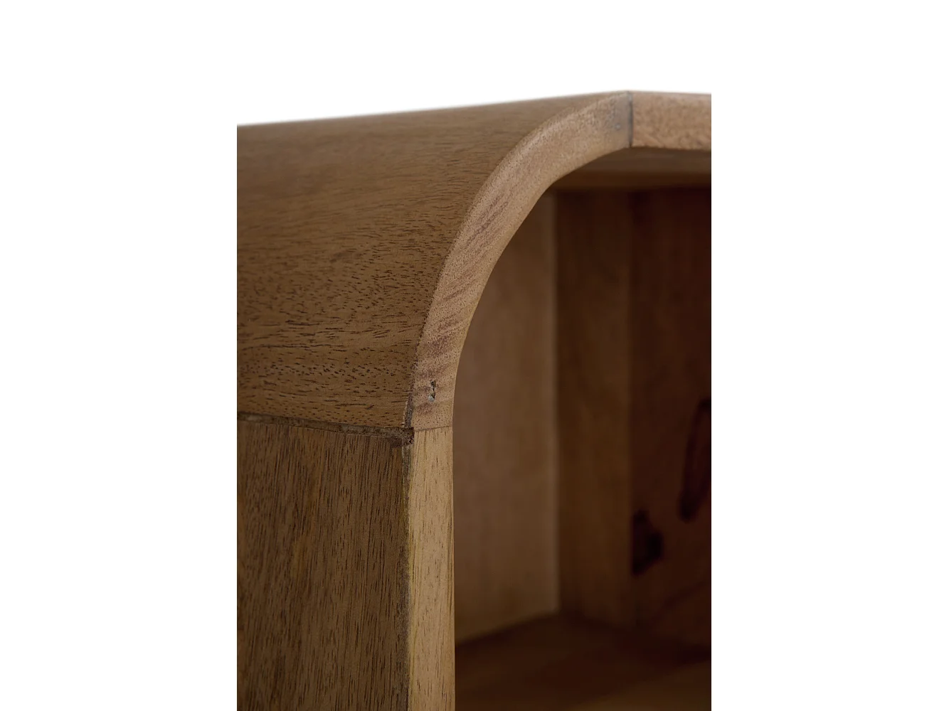 Estante librería con contornos curvos de  madera maciza de mangocon 2 puertas