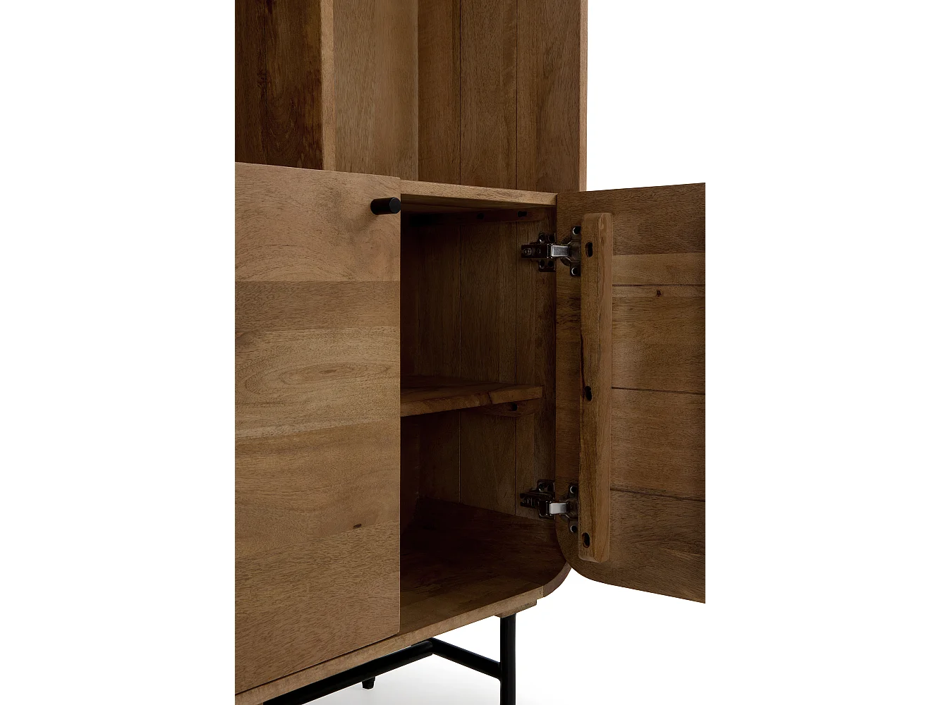 Estante librería con contornos curvos de  madera maciza de mangocon 2 puertas