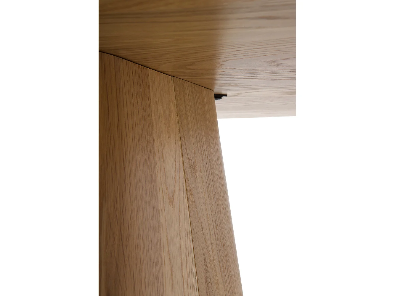 Table de salle à manger ovale en chêne plaqué avec plateau en céramique marbre travertin