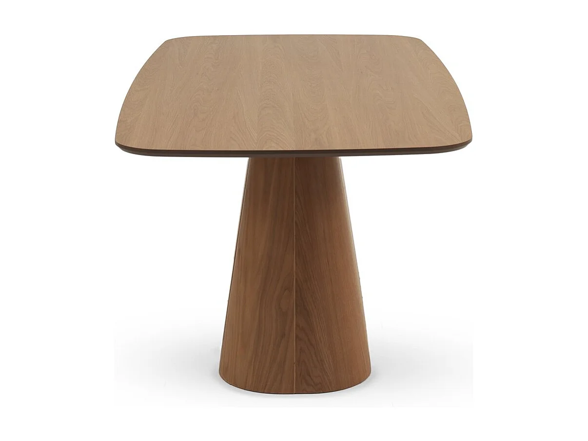 Eettafel van eiken multiplex met cilindrische middenpoot