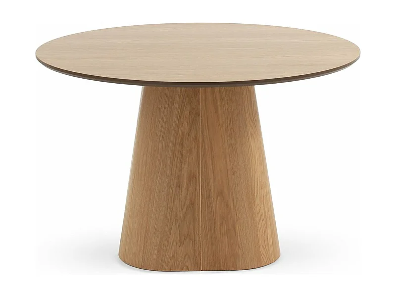 Mesa comedor de madera contrachapado roble con pie central cónico