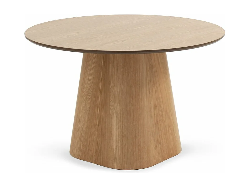 Tavolo da pranzo in multistrato di rovere con base centrale conica