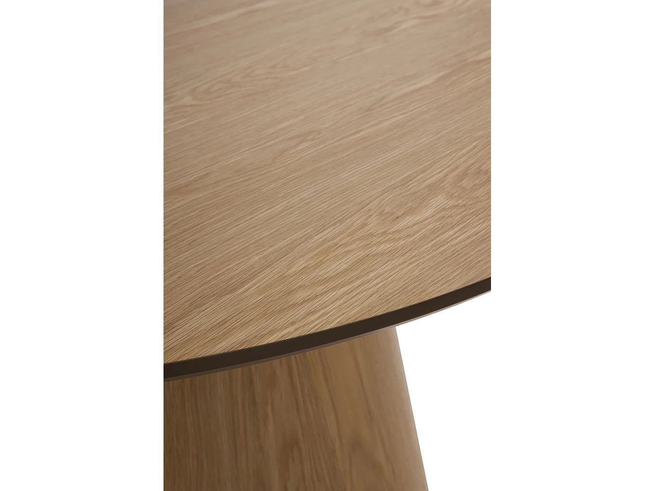 Tavolo da pranzo in multistrato di rovere con base centrale conica