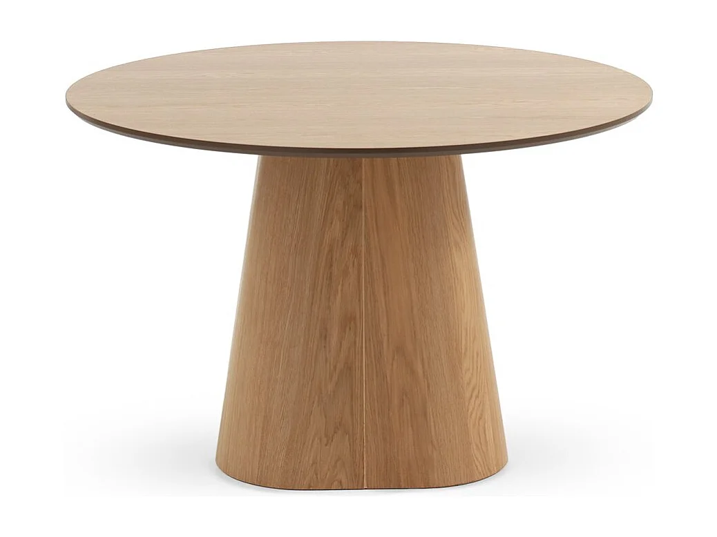 Tavolo da pranzo in multistrato di rovere con base centrale conica