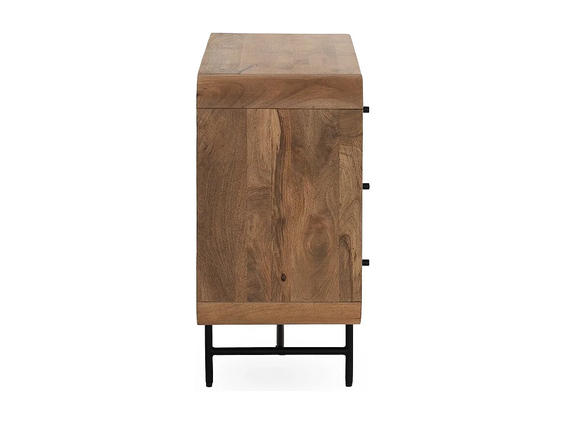 Commode aux contours arrondis en bois massif de manguier avec 6 tiroirs