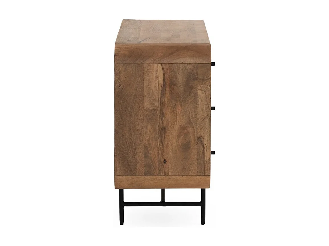 Commode aux contours arrondis en bois massif de manguier avec 6 tiroirs
