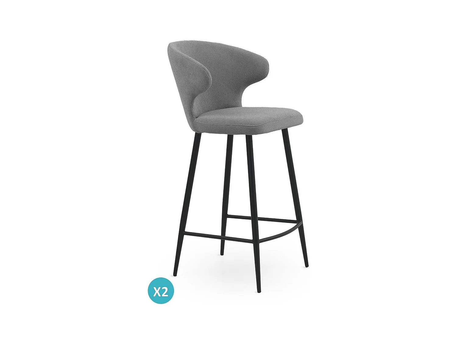 Lot de 2 tabourets rembourrés couleur marron pieds en métal noir