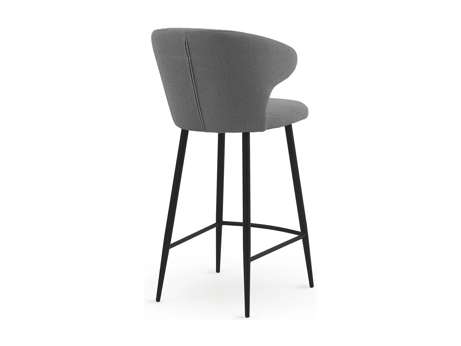 Lot de 2 tabourets rembourrés couleur café avec pieds métalliques noirs