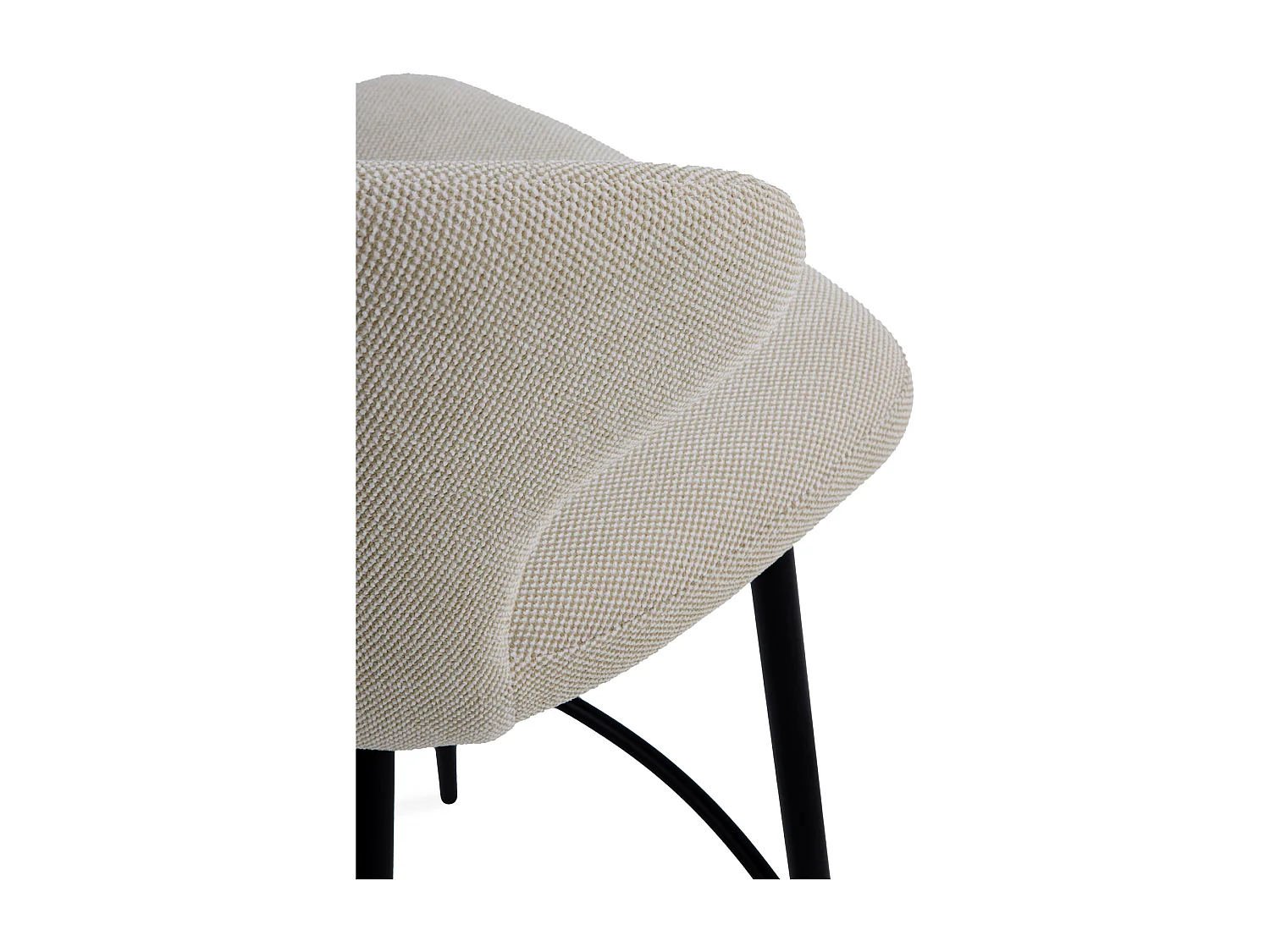 2er-Pack gepolsterten Hockern in der Farbe beige mit schwarzen Metallbeinen