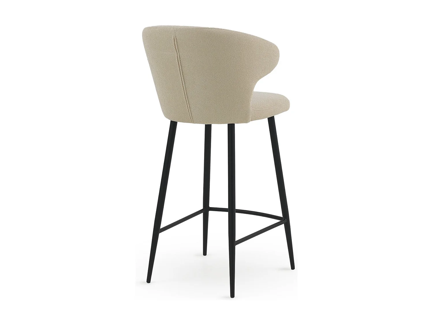 Lot de 2 tabourets rembourrés couleur beige avec pieds métalliques noirs