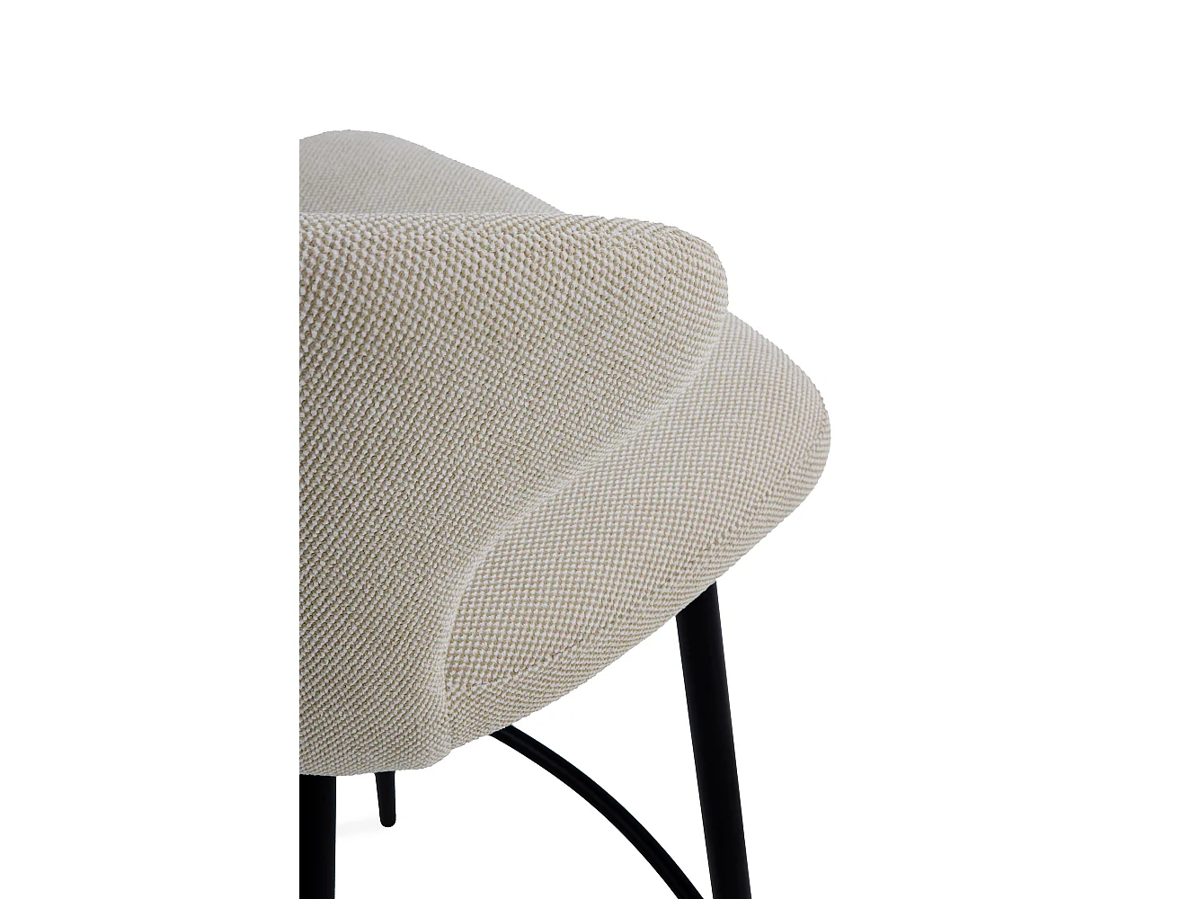 Lot de 2 tabourets rembourrés couleur beige avec pieds métalliques noirs