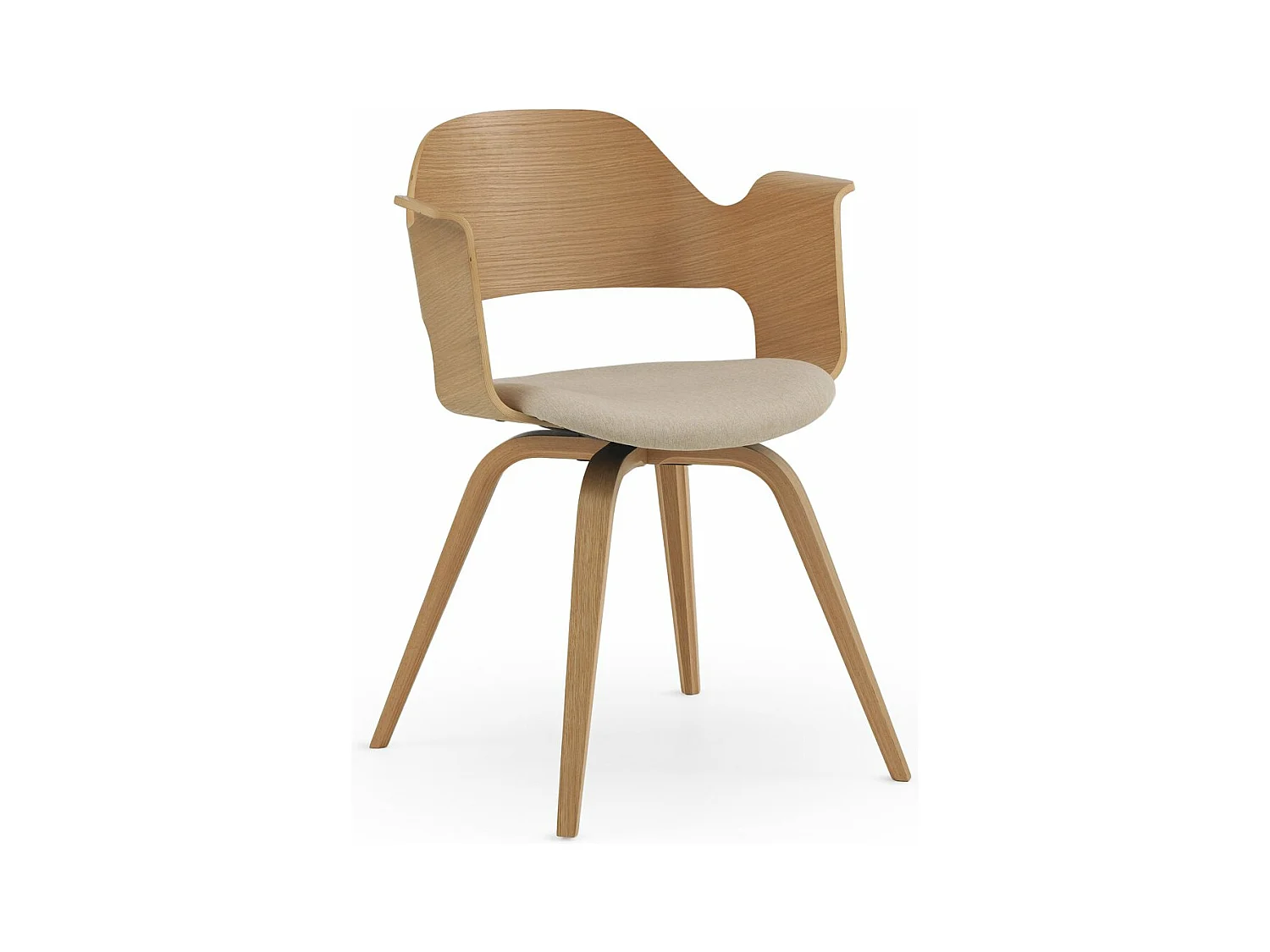 Pack de 4 sillones madera contrachapado roble asiento tapizado