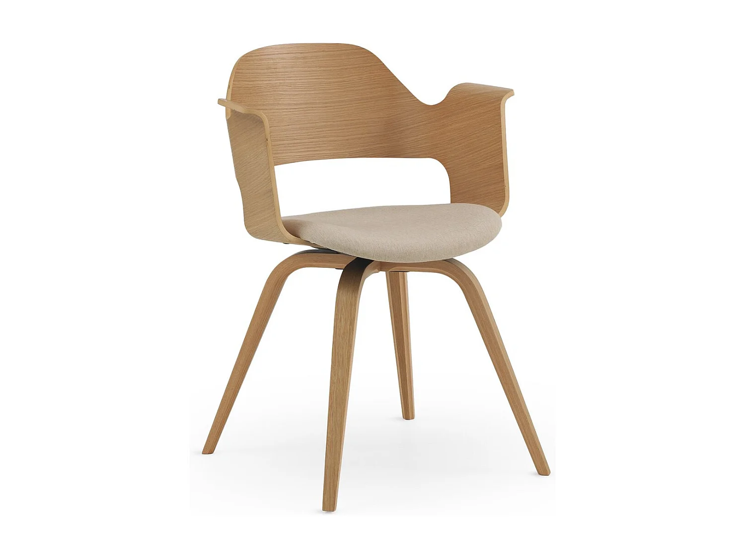 Pack de 4 sillones madera contrachapado roble asiento tapizado