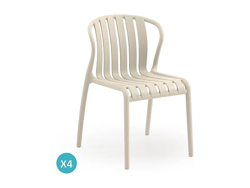 Lot de 4 chaises en polypropylène couleur crème