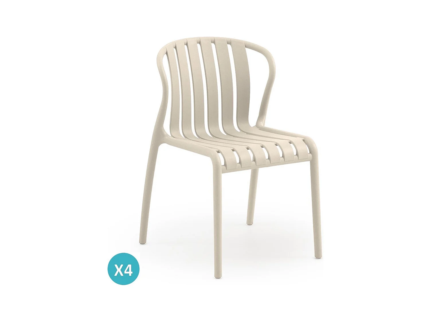 Lot de 4 chaises en polypropylène couleur crème