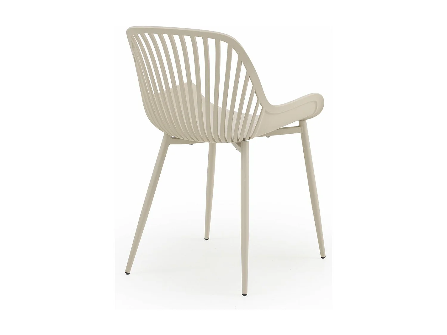 Lot de 4 fauteuils en polypropylène couleur crème avec pieds en métal