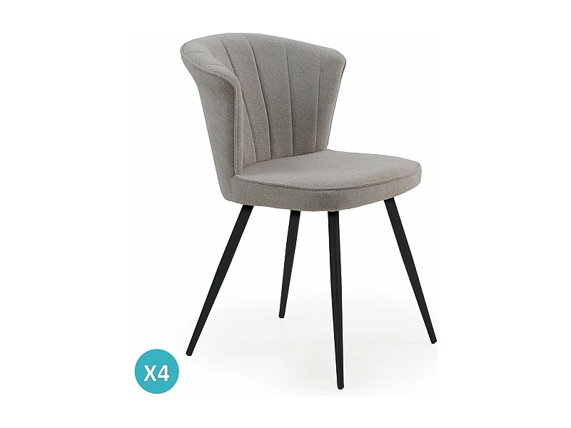 Pack de 4 sillas tapizadas color capuchino patas metálicas negras
