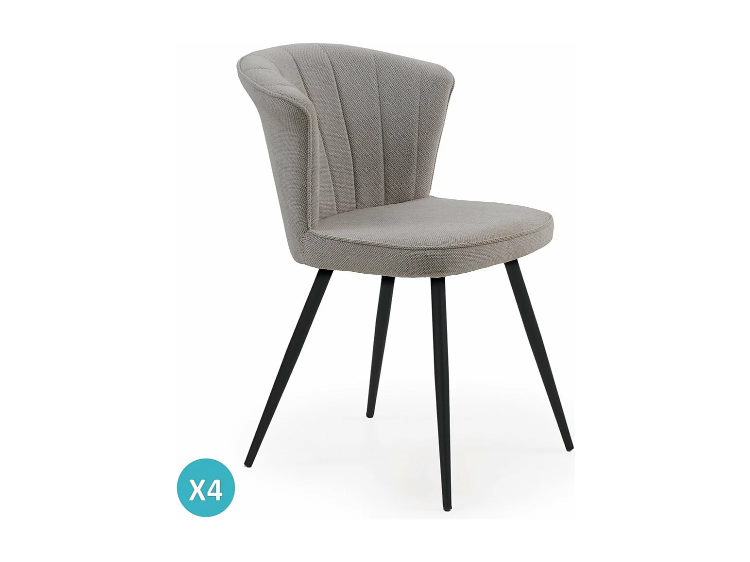 Set di 4 sedie imbottite color cappuccino gambe in metallo nero