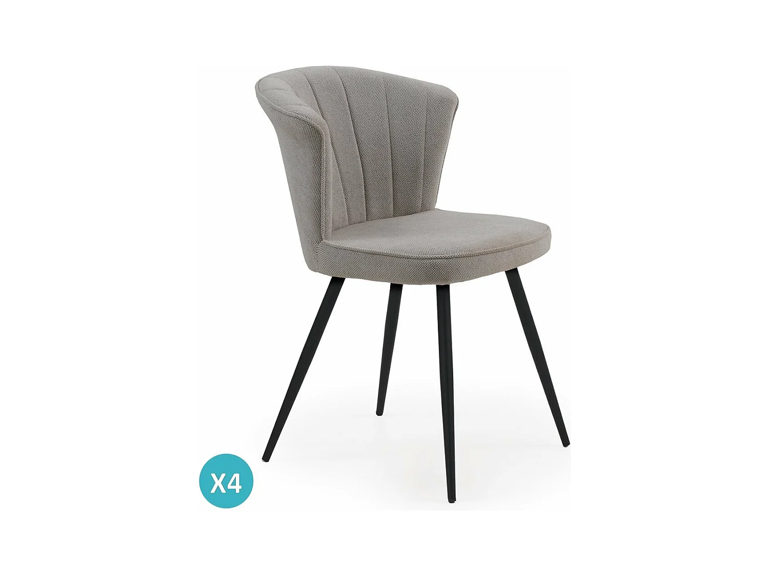 Pack de 4 sillas tapizadas color capuchino patas metálicas negras