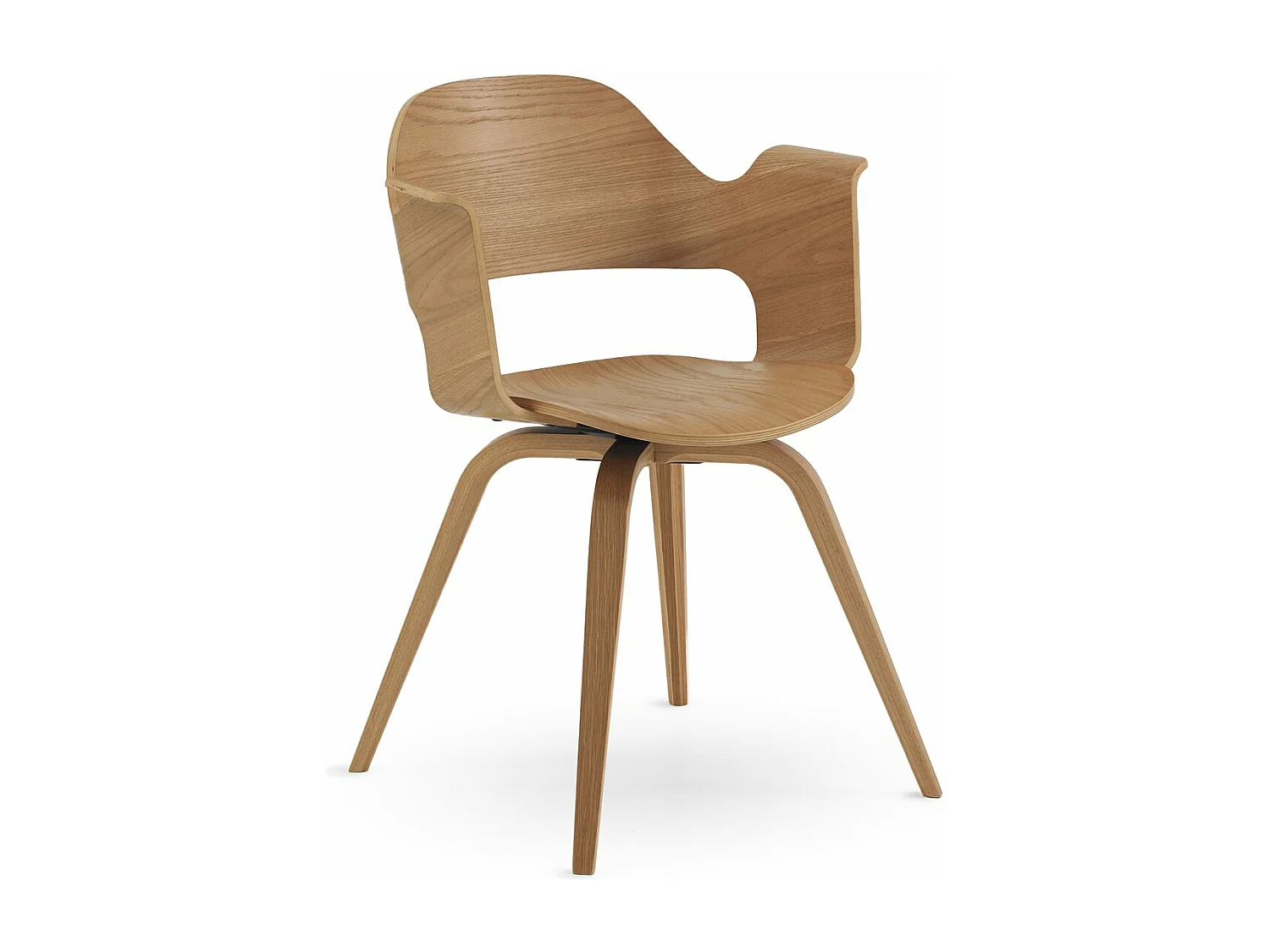 Lot de 4 fauteuils en contreplaqué de chêne