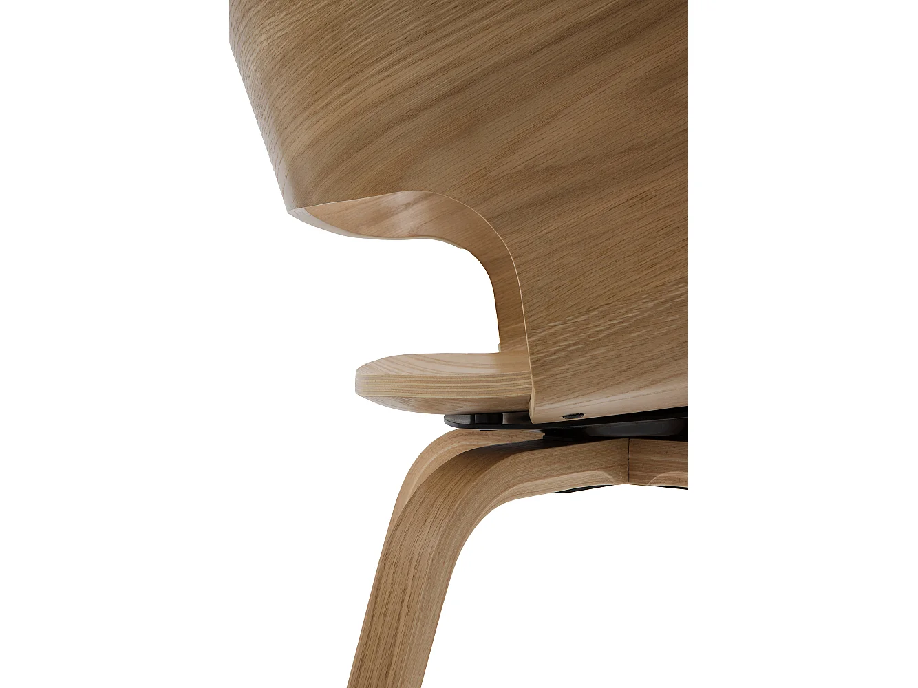 Lot de 4 fauteuils en contreplaqué de chêne