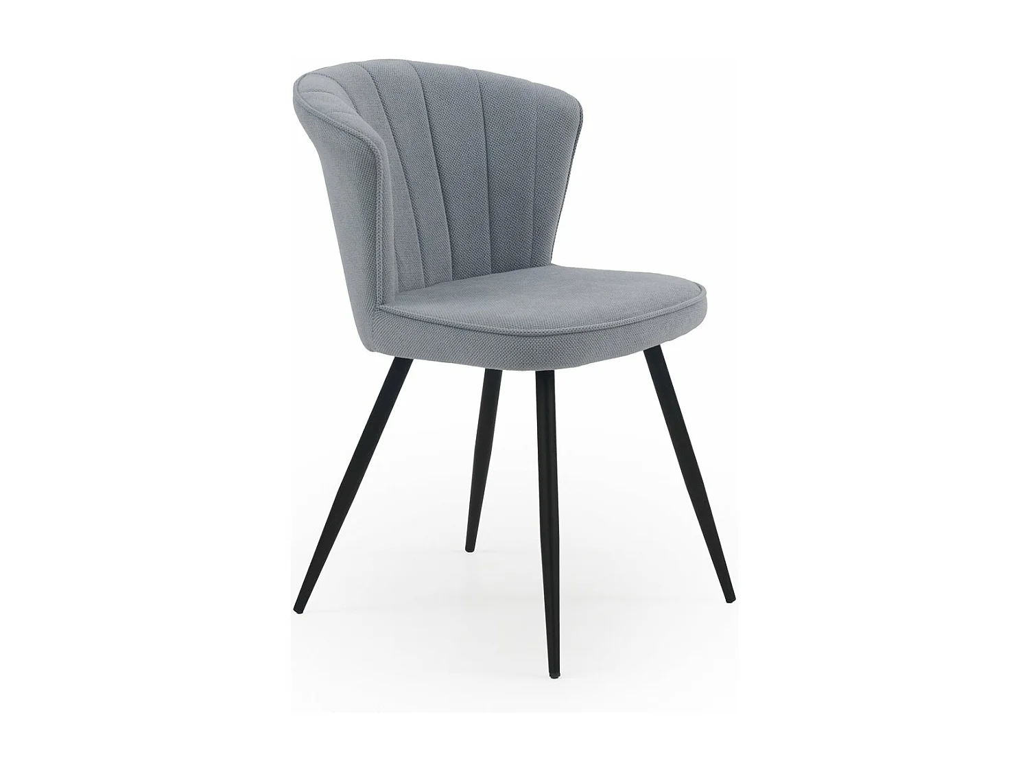 Pacote de 4 cadeiras estofadas cor azul claro com pés em metal preto