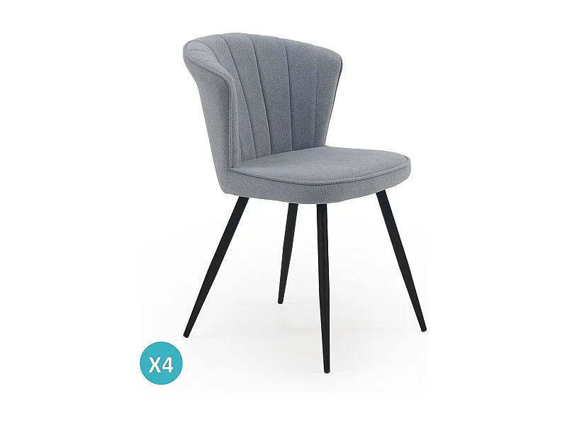 Lot de 4 chaises rembourrées couleur bleu ciel avec pieds métalliques noirs