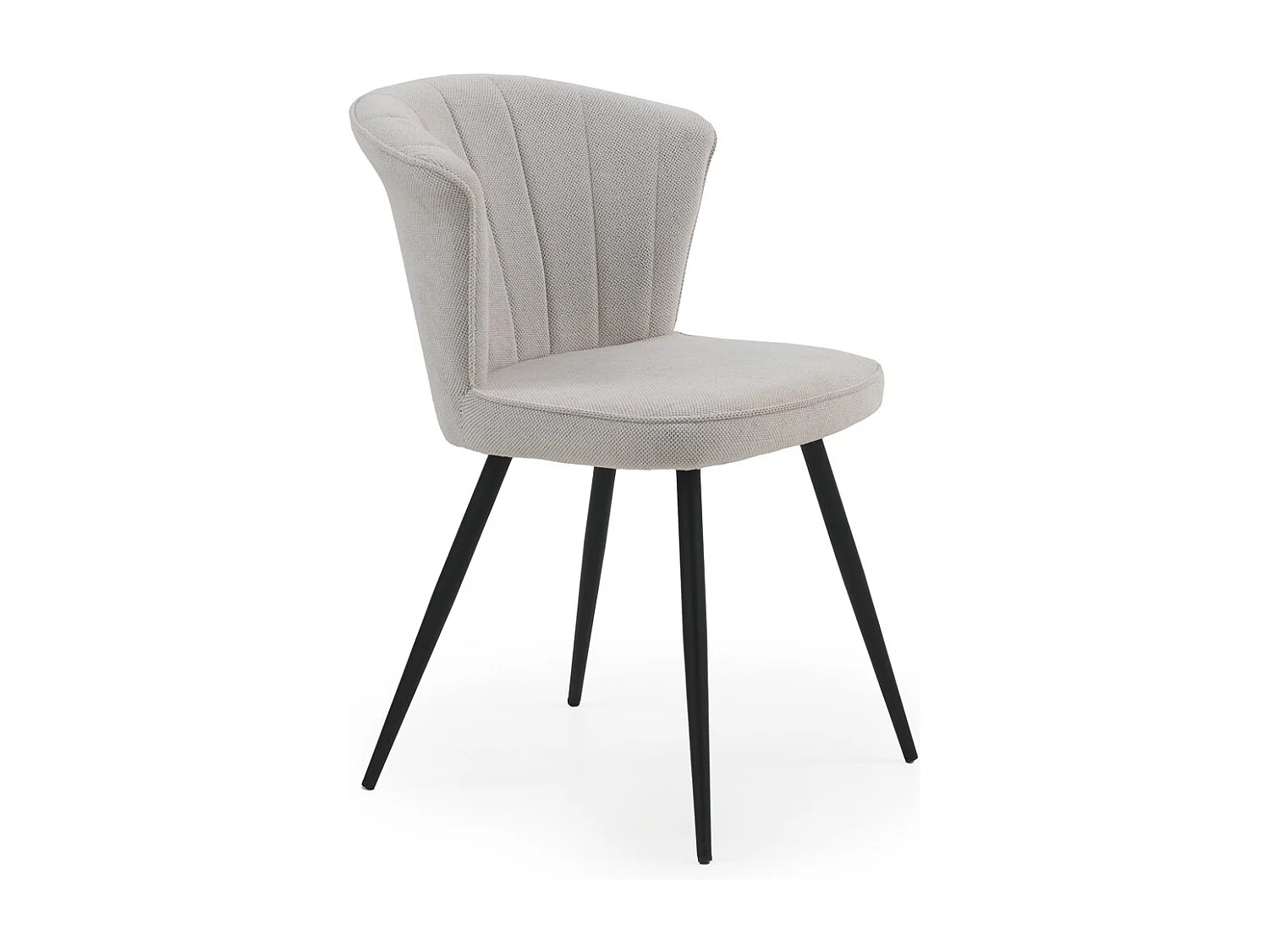 4er-Pack gepolsterten Stühlen in Knochenfarbe mit schwarzen Metallbeinen