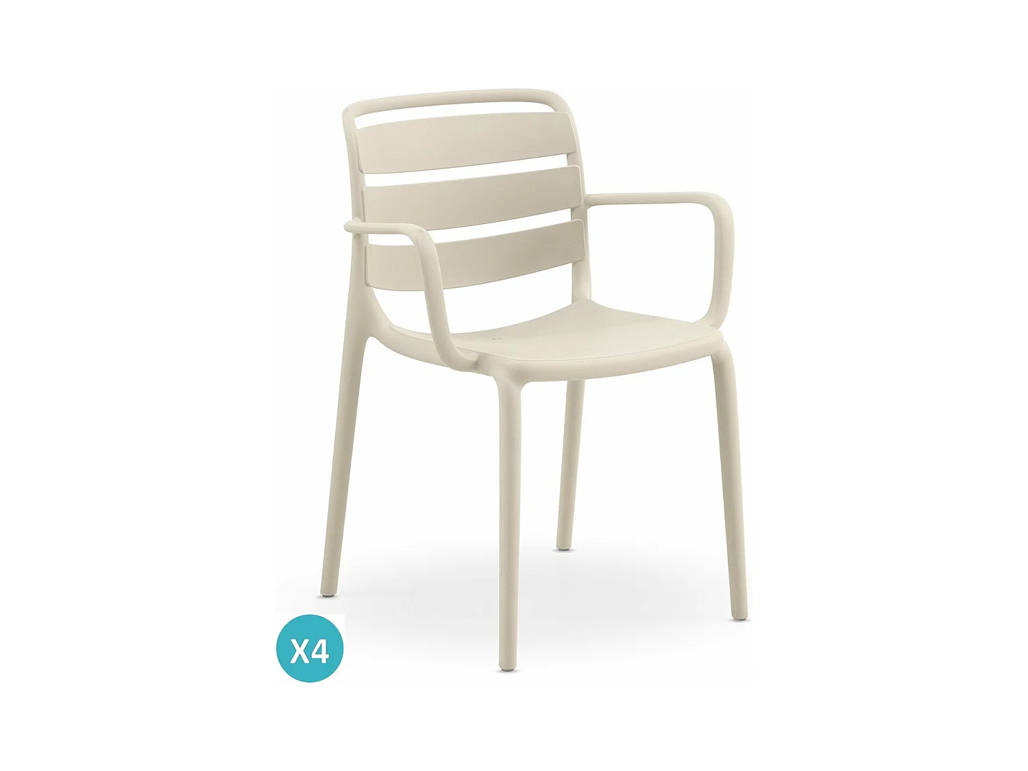 Lot de 4 fauteuils en polypropylène couleur crème