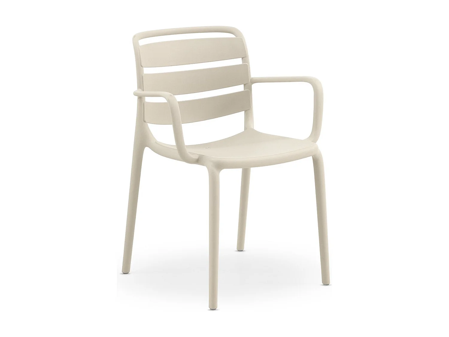 Set van 4 fauteuils van polypropyleen in crèmekleur