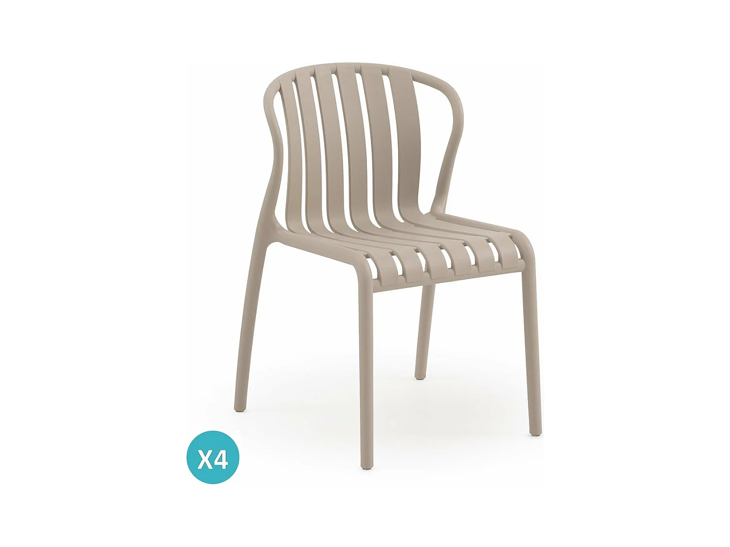 Lot de 4 chaises en polypropylène couleur camel