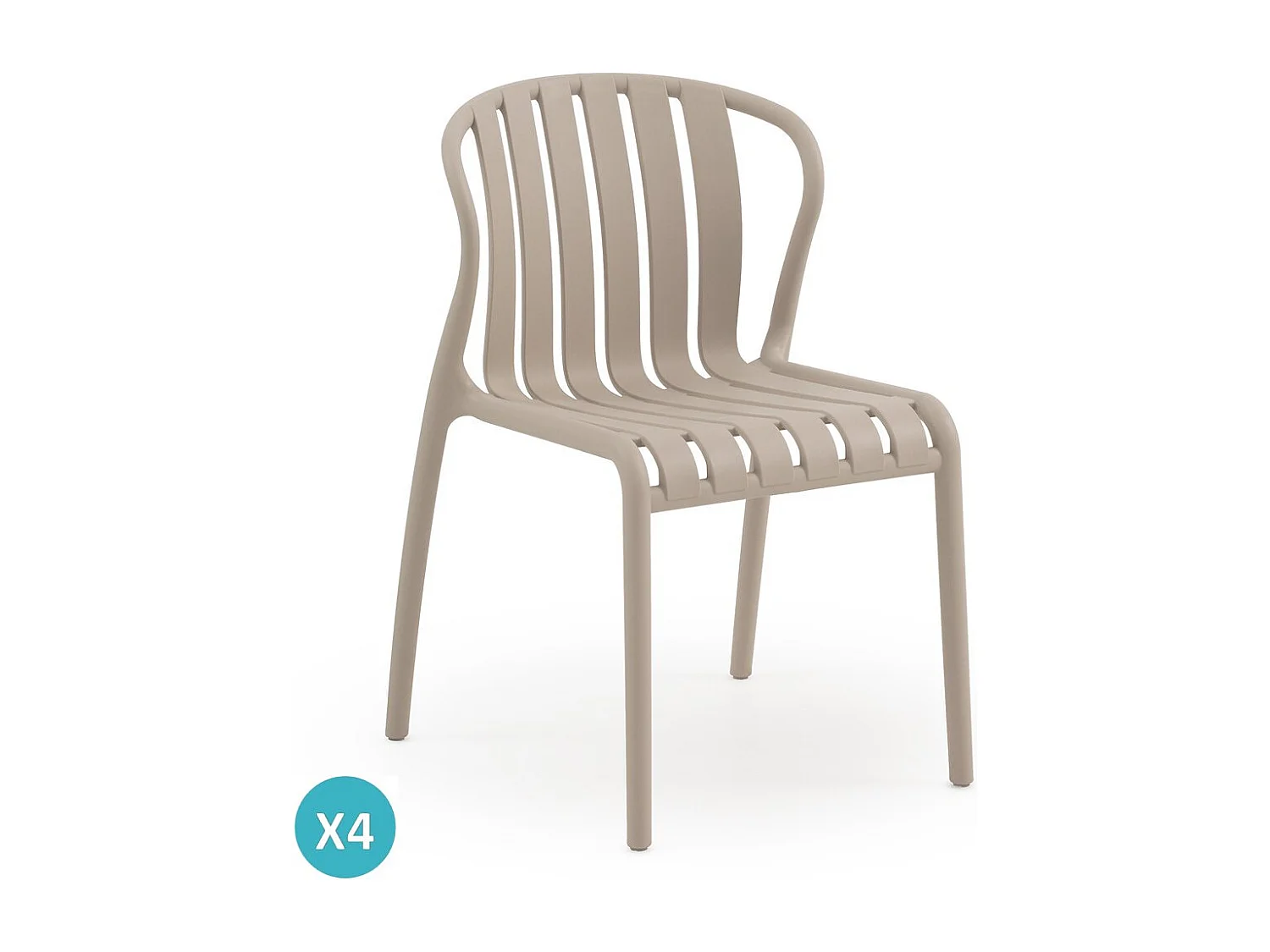 Set van 4 camelkleurige stoelen van polypropyleen