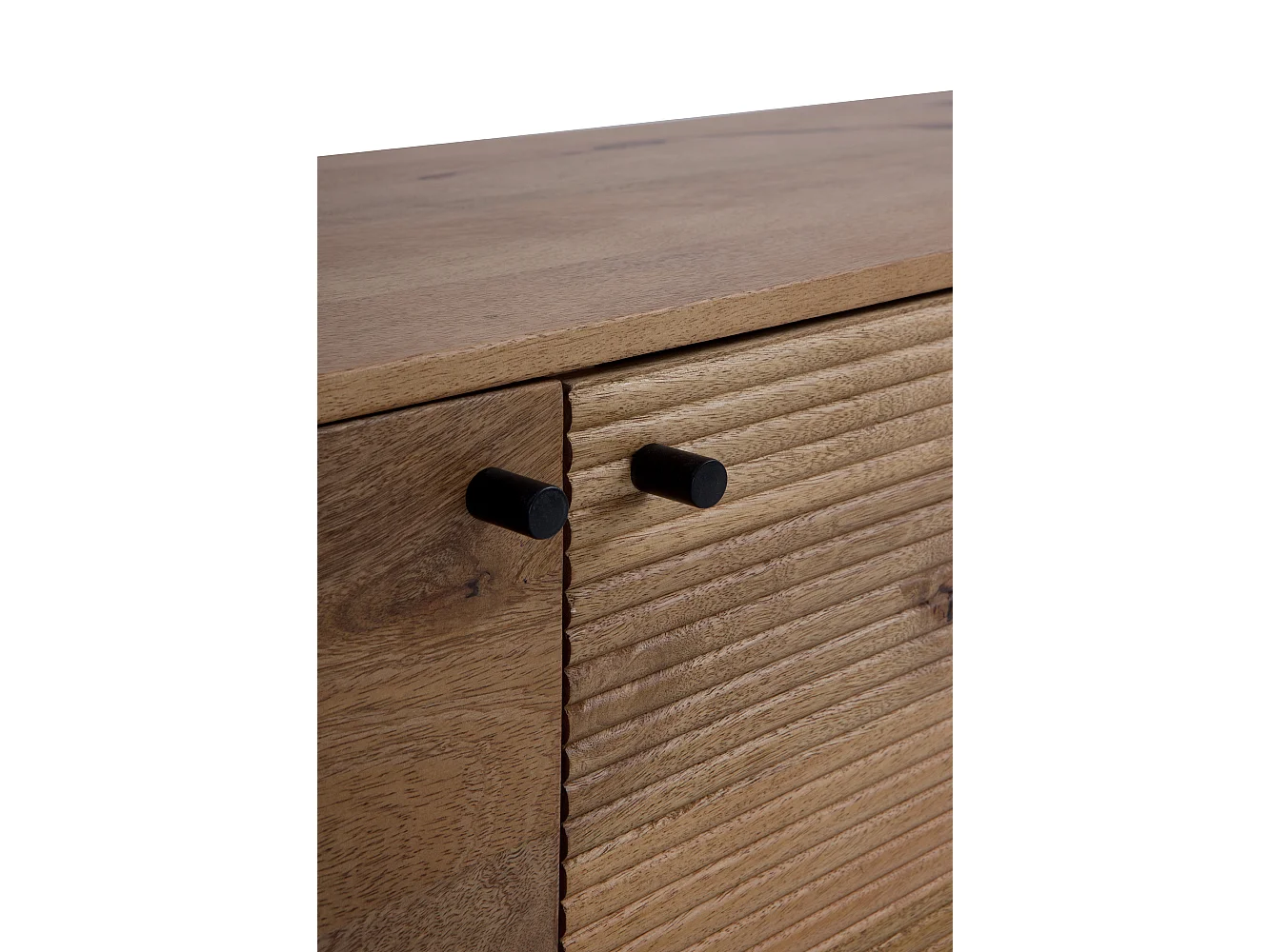 Credenza dai contorni curvi in legno massello di mango con 4 ante