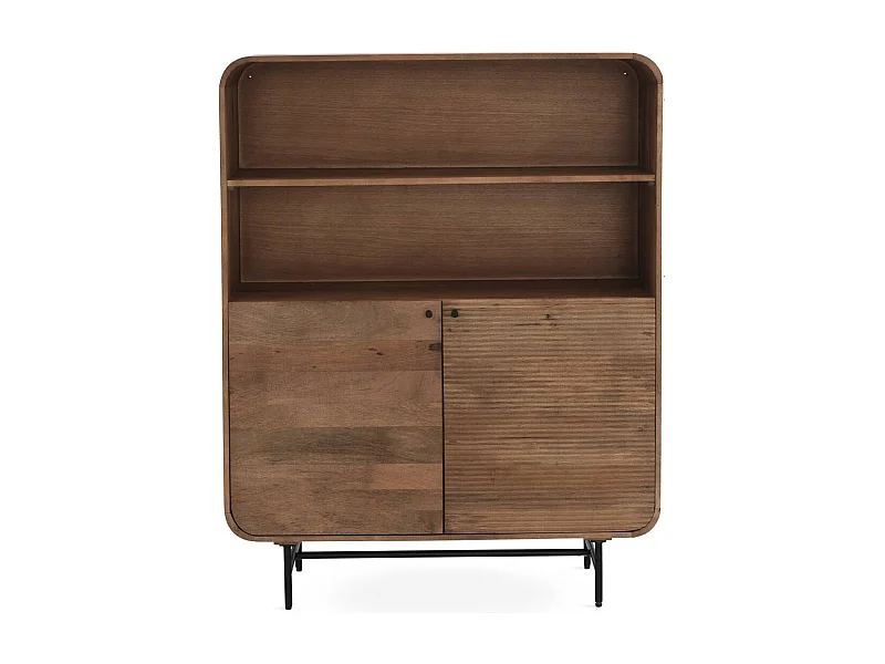 Credenza alta dai contorni curvi in legno massiccio di mango con 2 ante