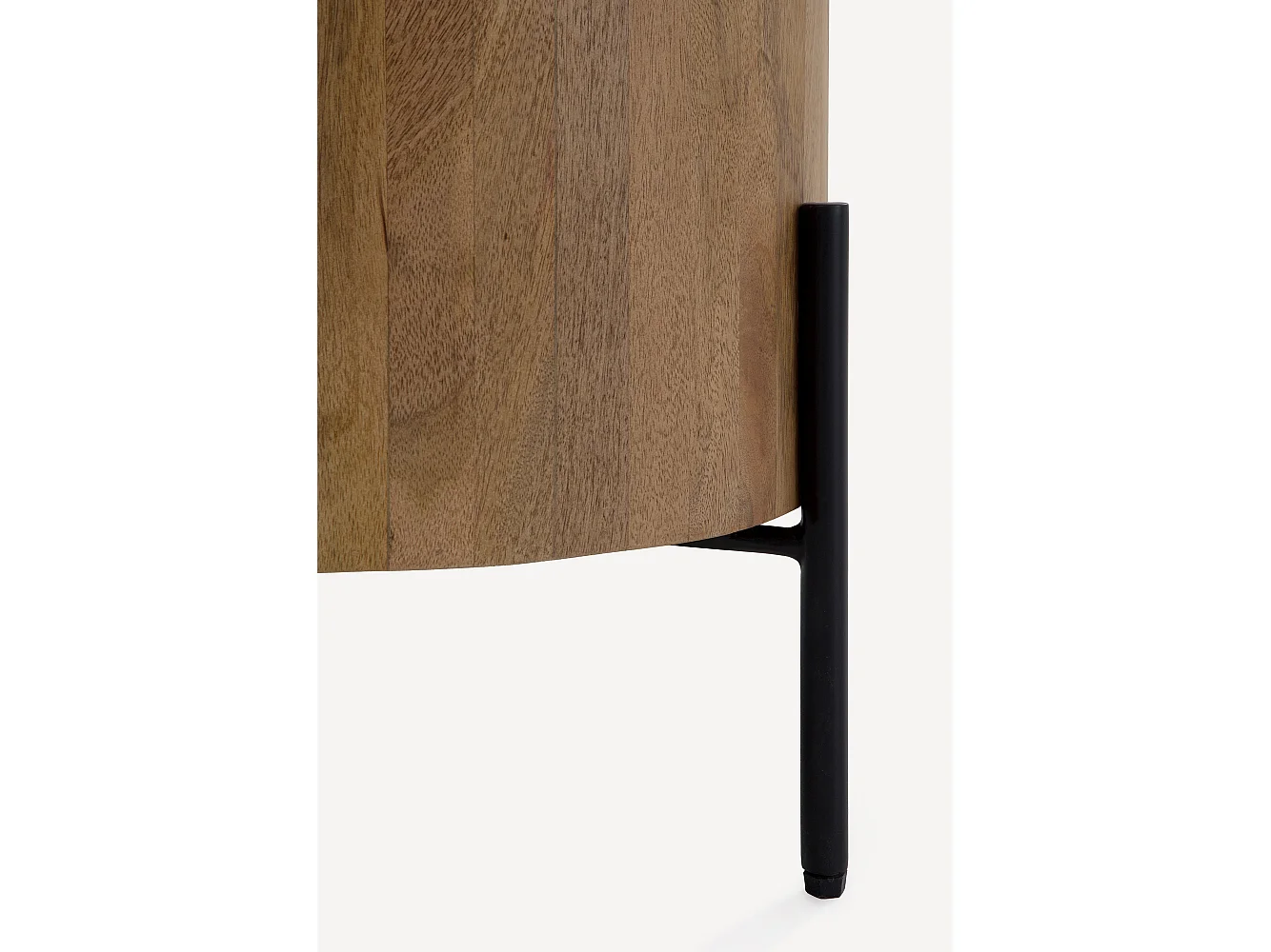 Mesa de TV com forma elíptica 4 portas em madeira de manga maciça