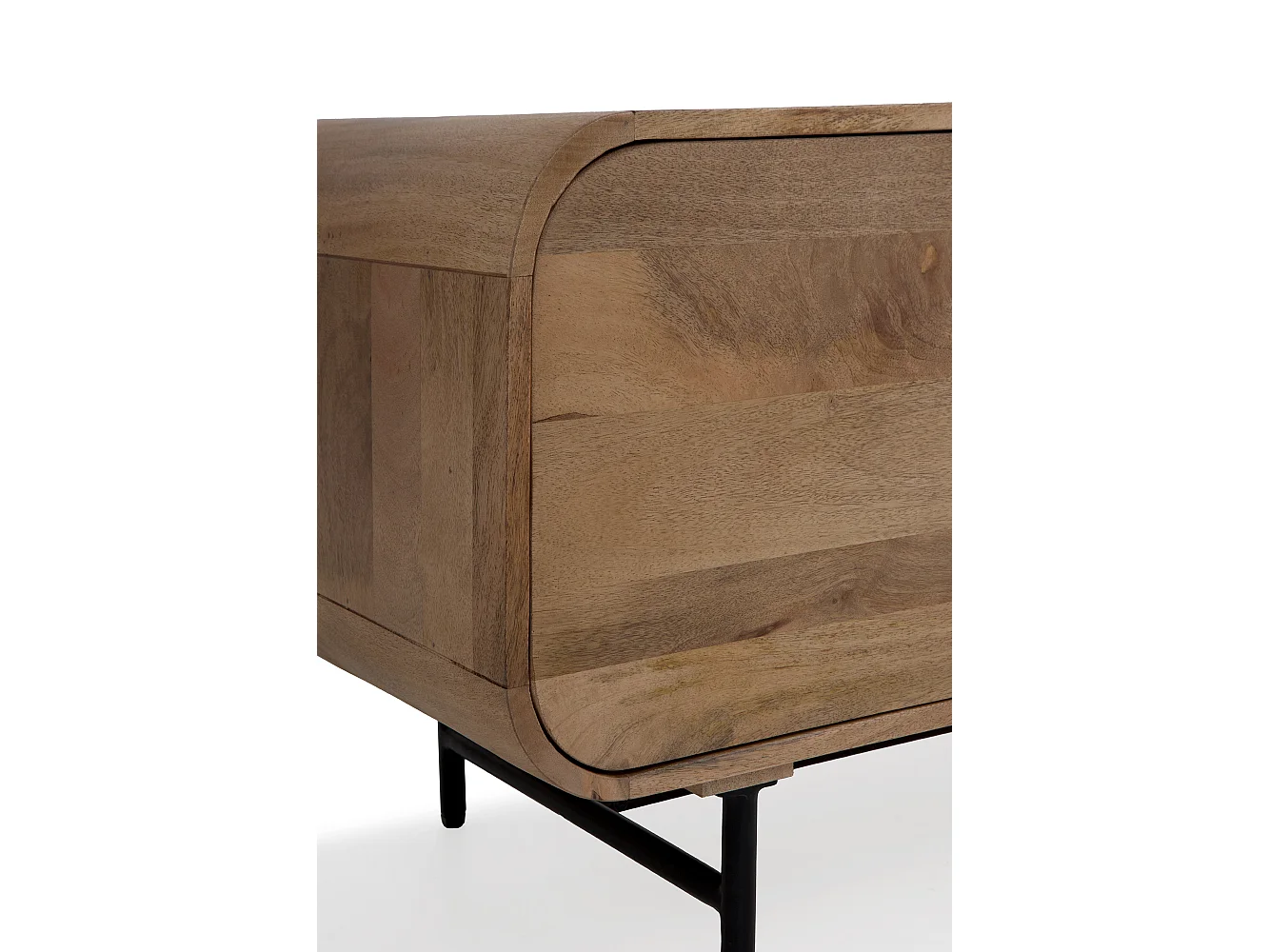 Armário TV com contornos curvos em madeira maciça de manga com 3 portas