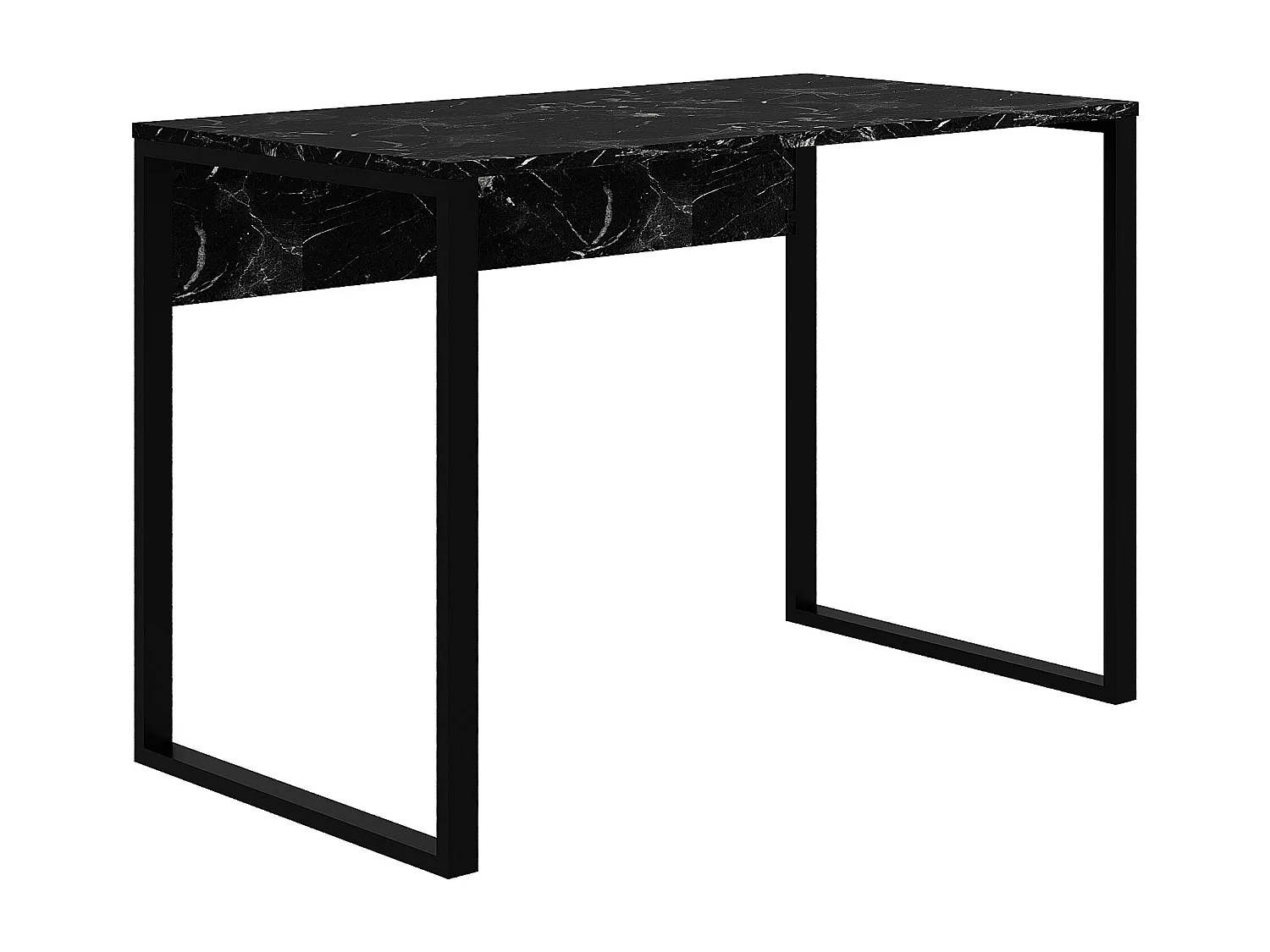 Decortie Effet Marbre Noir Mat (Pied en Métal Noir) 60x110x75cm Bureau Aggloméré, Table de bureau rectangulaire Inna