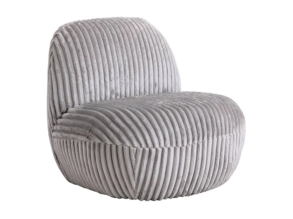 Fauteuil confort en velours côtelé gris Johanna